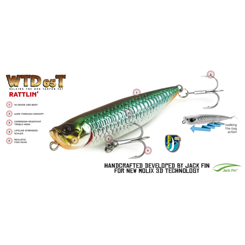 Topwater Molix WTD 65T Tarpon Fat Rattlin Bone